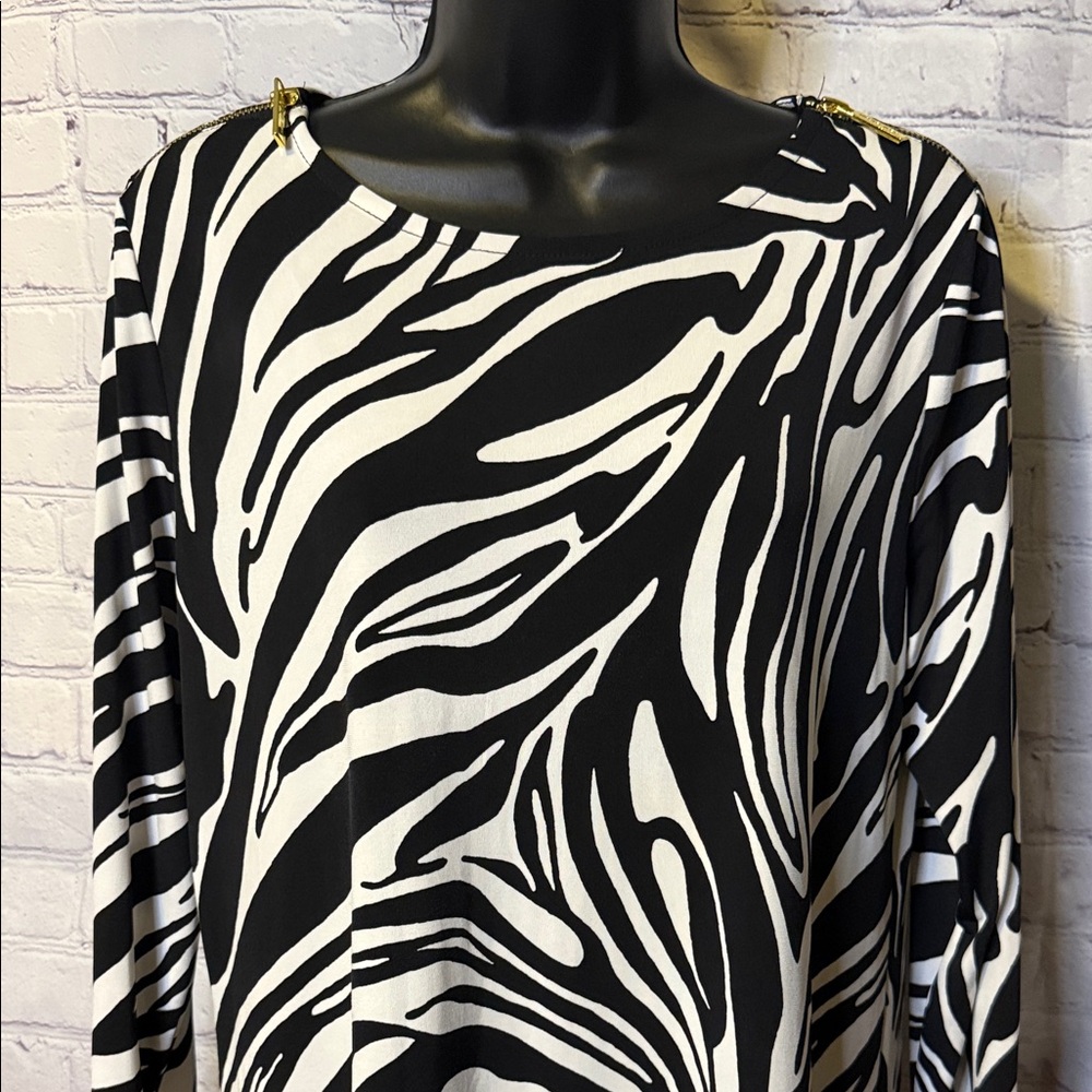 MICHAEL Michael Kors Black and White Zebra Print Mini Dress - Picture 2 of 14
